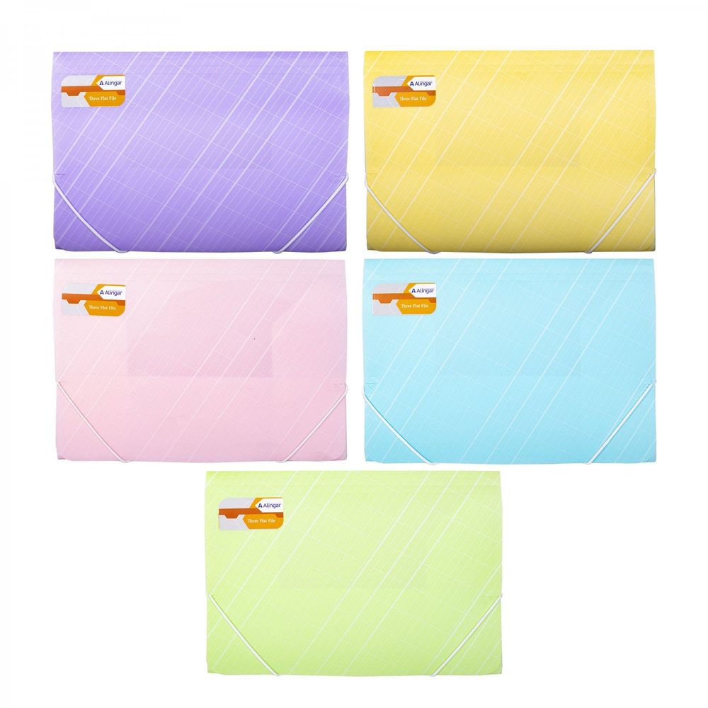 Папка на резинке Alingar, A4, 250х320 мм, 400 мкм, ассорти, матовая, "Line"