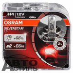 Автолампа H4 12V 60/55W P43t Osram  + 60% SILVERSTAR (64193SV2-HCB_ DuoBox) к-т