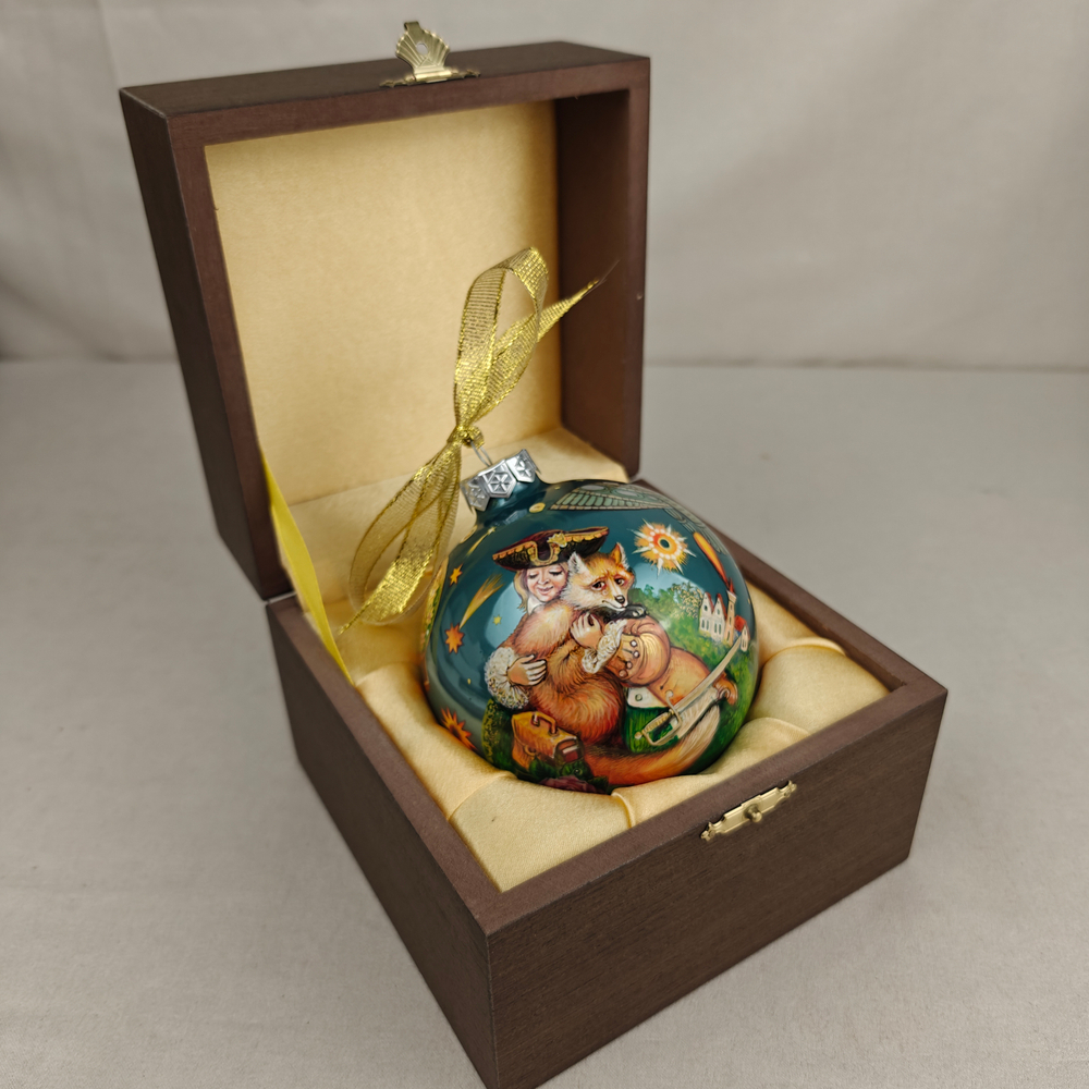 Шар новогодний (круговая роспись Палех) Маленький принц - 4 в футляре