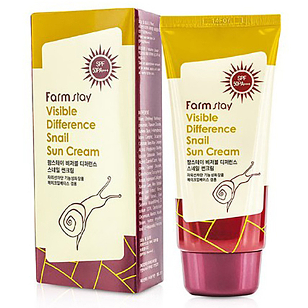 FarmStay Крем солнцезащитный с муцином улитки - SPF50/PA+++ visible difference snail sun cream, 70г
