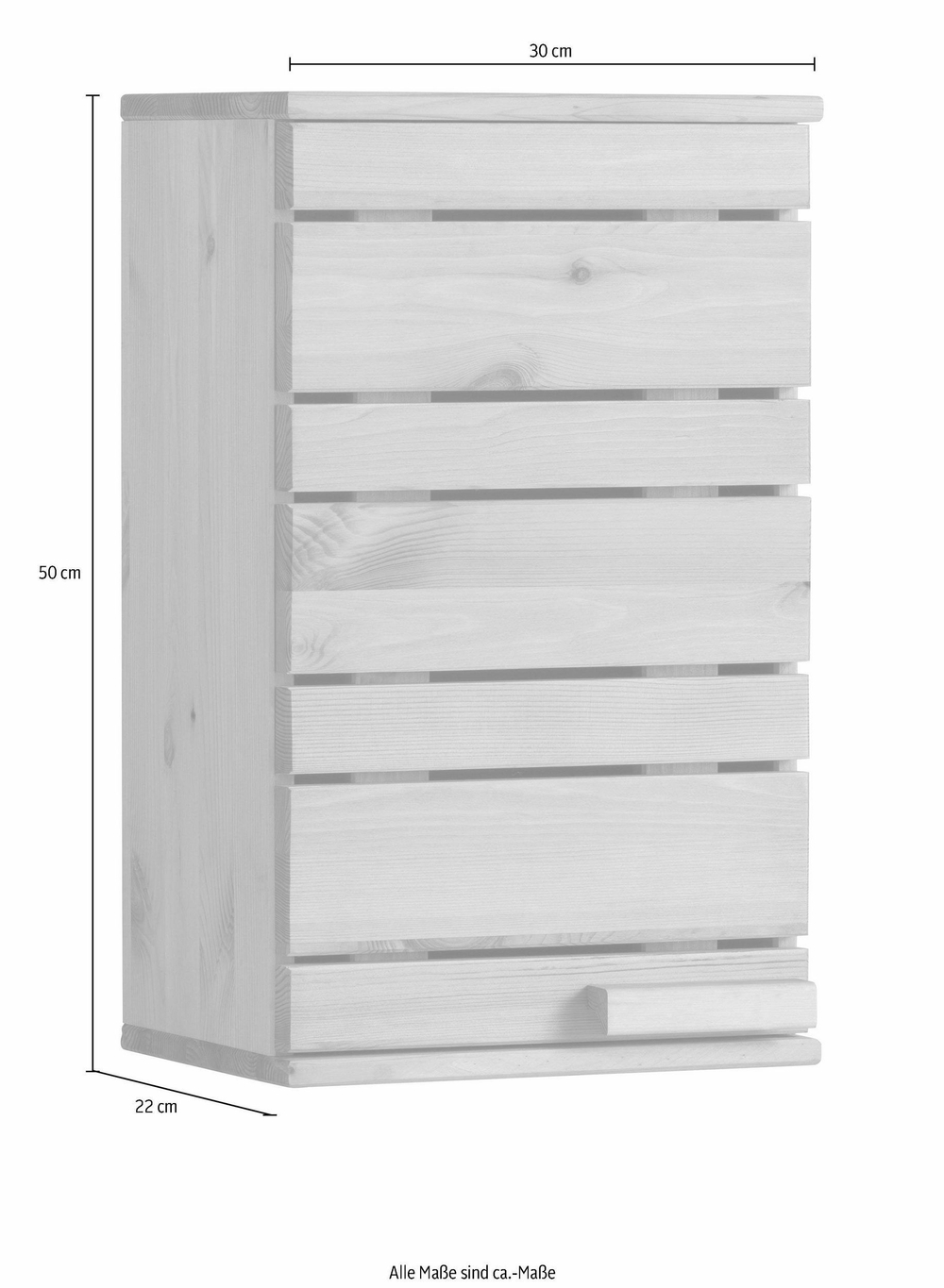 Шкаф в ванную навесной, 30х22х50, Джосси, массив дерева, белый, Dipriz