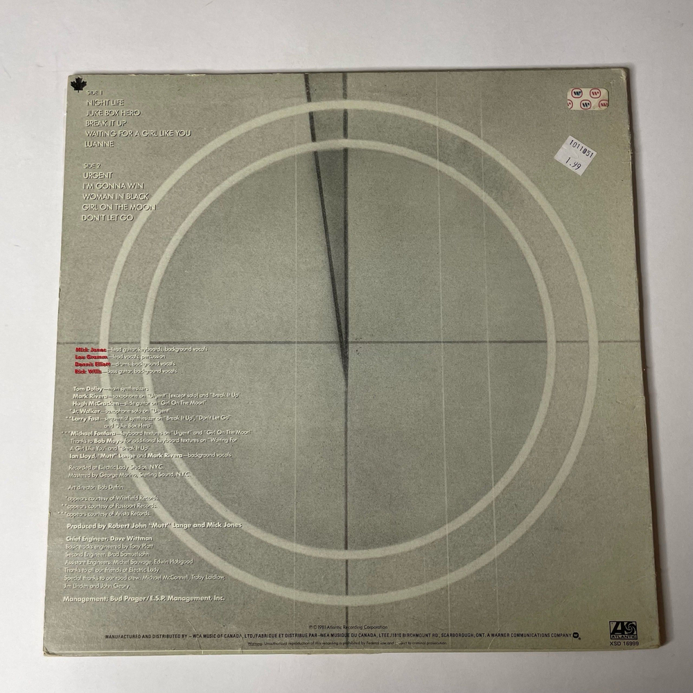 Винтажная виниловая пластинка LP Foreigner 4 (Canada 1981)