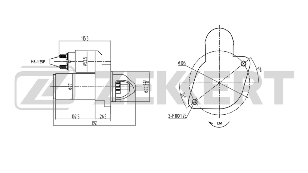 Стартер Kia Rio II 05-, Cerato 04- , Hyundai Sonata III 93-, Elantra III 00-, Accent I,II 94-, Getz 02-