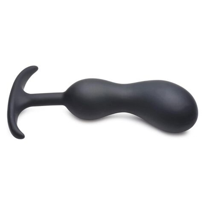 Черный массажер простаты с утяжелителями Premium Silicone Weighted Prostate Plug Large - 18,8 см. (Цвет: черный)