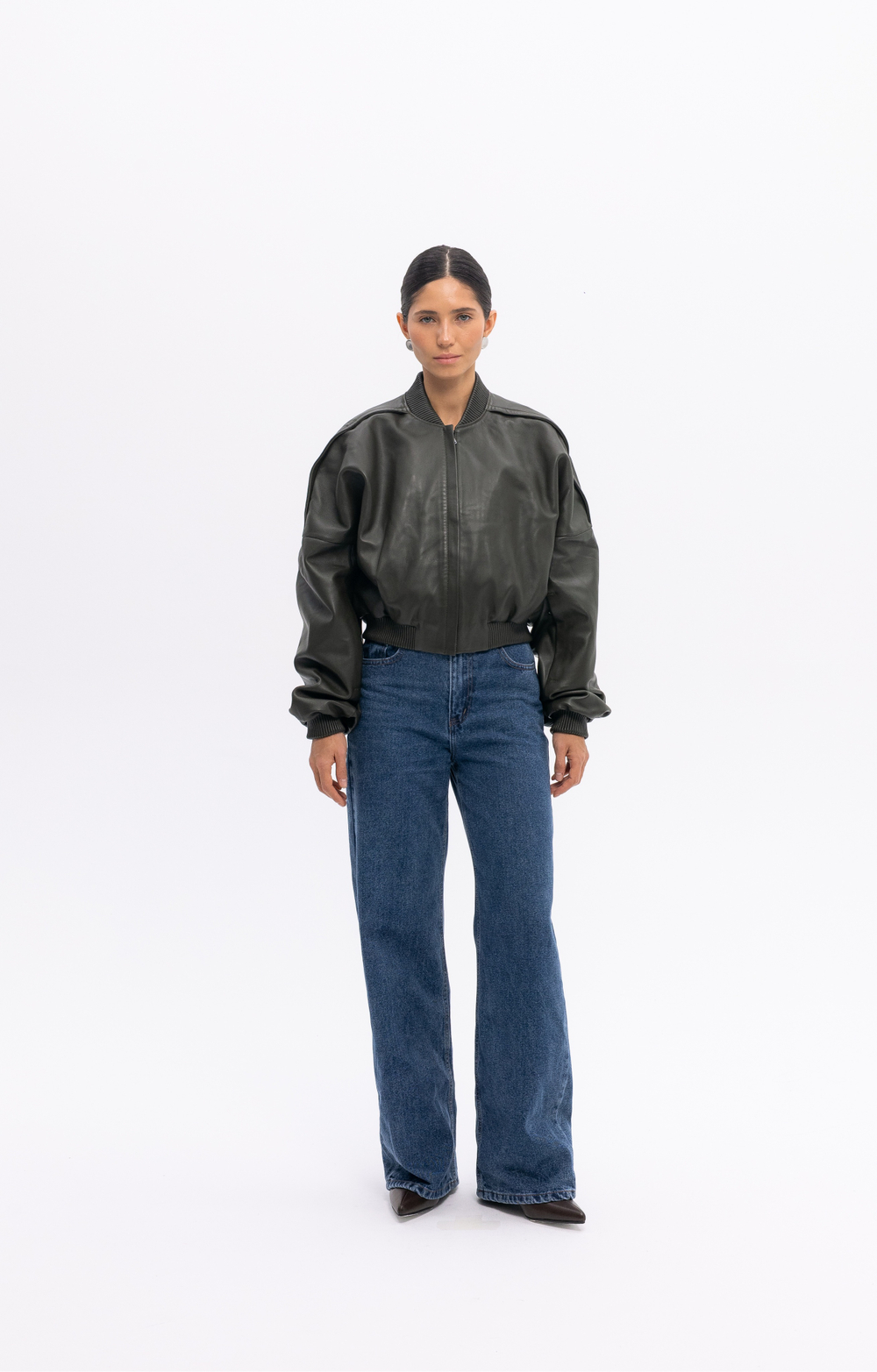 Зелёная кожаная куртка