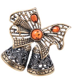 AM- 583 Колокольчик «Бантик» (латунь, янтарь)