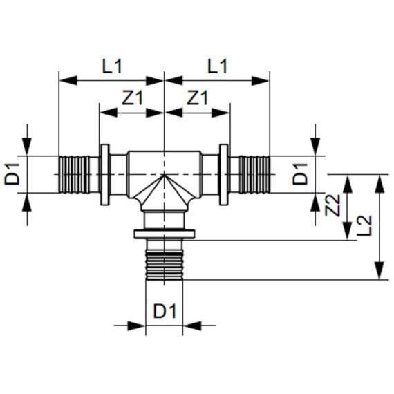 Тройник TECE 16/16/16, латунь — (1)