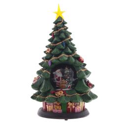 GAEM Фигур декор в стекл шаре "Елка и дед Мороз" (подсв, муз, вьюга, AAх3 н/п), D 10 см, L19,5 W19,5 H35