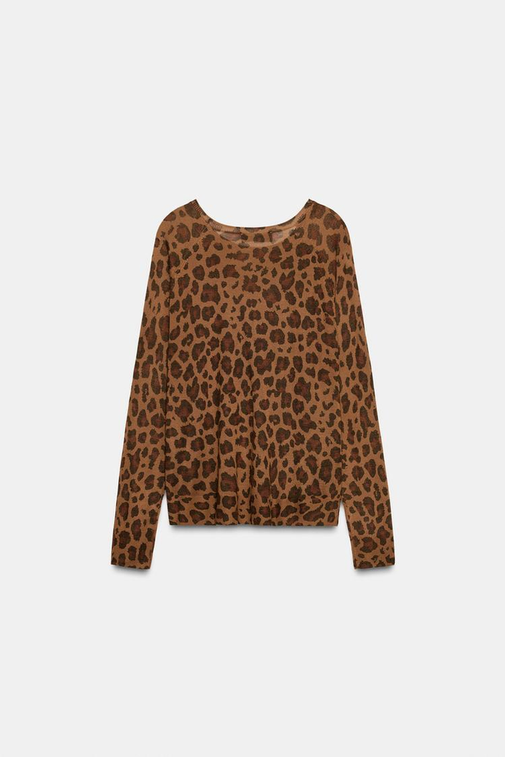ZARA ТОНКИЙ ДЖЕМПЕР С АНИМАЛИСТИЧЕСКИМ ПРИНТОМ, ЛЕОПАРДОВЫЙ