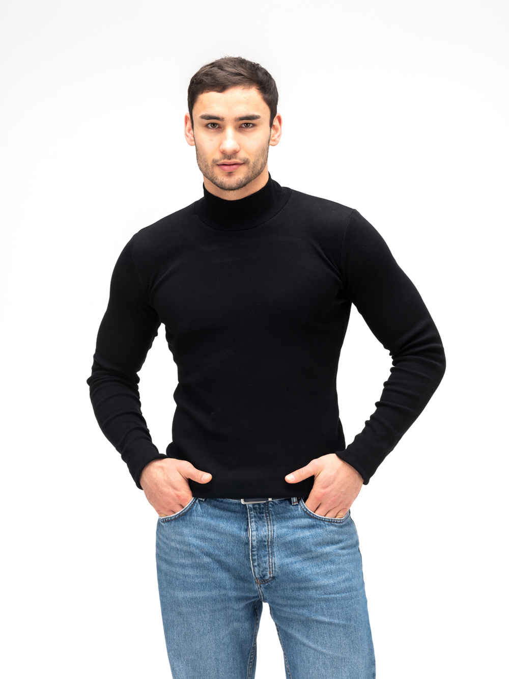 Водолазка мужская хлопковая. Черная