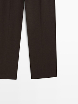 Massimo Dutti Брюки с вытачками и петлями для ремня - STUDIO, коричневый