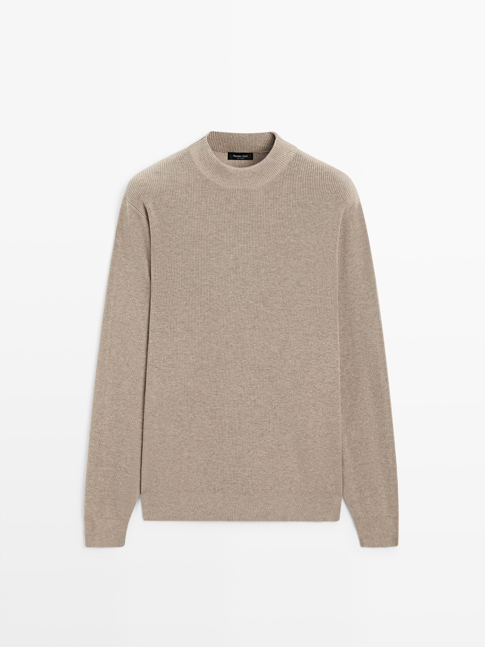 Massimo Dutti Свитер из смесового хлопка с высоким воротником, норка