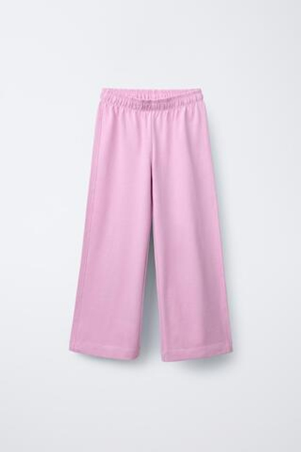 ZARA ОДНОТОННЫЕ БРЮКИ WIDE LEG HEAVY WEIGHT, ЦВЕТ МАЛЬВЫ