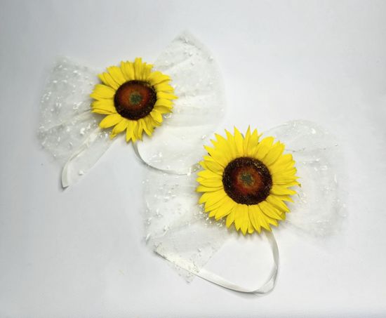 Свадебные Украшения банты с цветами, подсолнух, набор 2 штуки