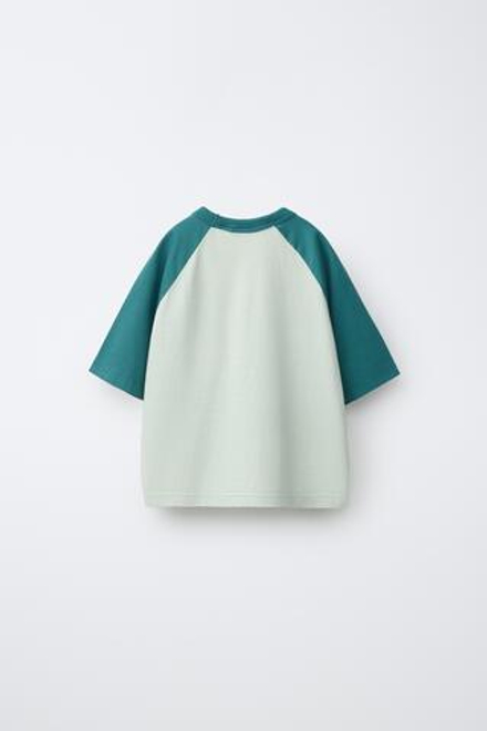 ZARA ФУТБОЛКА С РУКАВАМИ РЕГЛАН, УТИНО-СИНИЙ