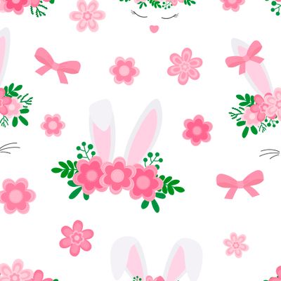 Ушки пасхальных кроликов с цветочным декором