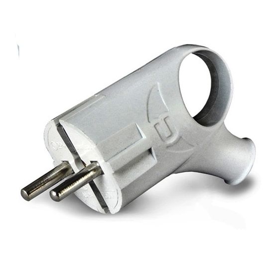 Вилка UNIVersal углов.с ушком с/з белая 16А 250В