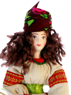 Кукла коллекционная молодая Баба Яга на ступе с помелом.