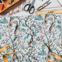 Ткань шифон весенние нежные ветви цветов