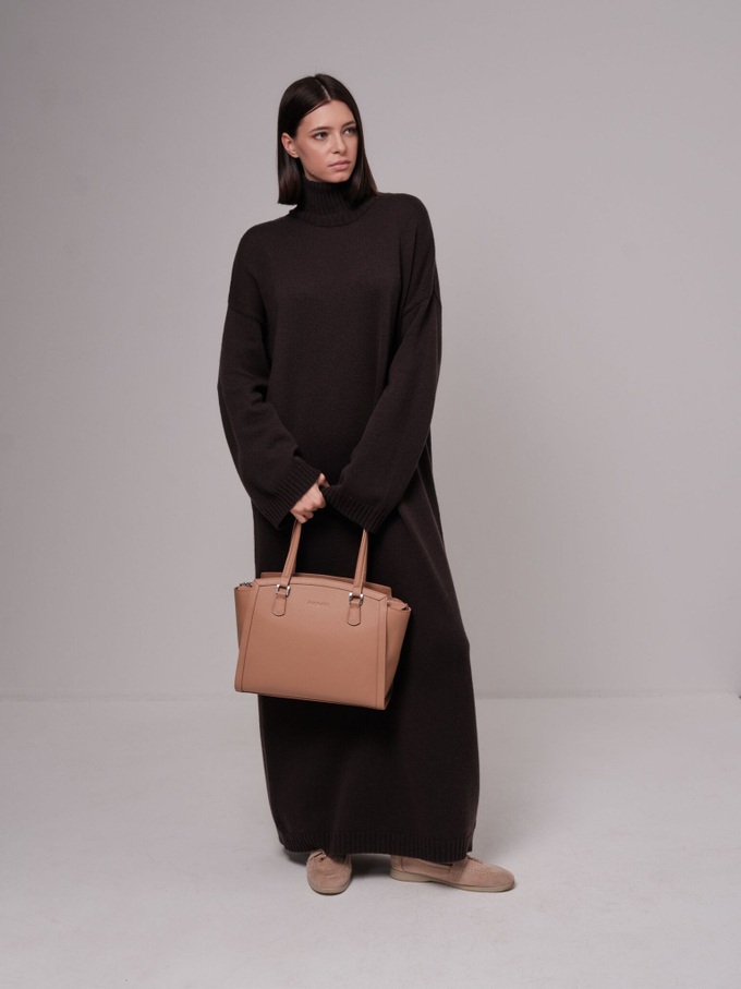 Сумка кожаная беж.нуга