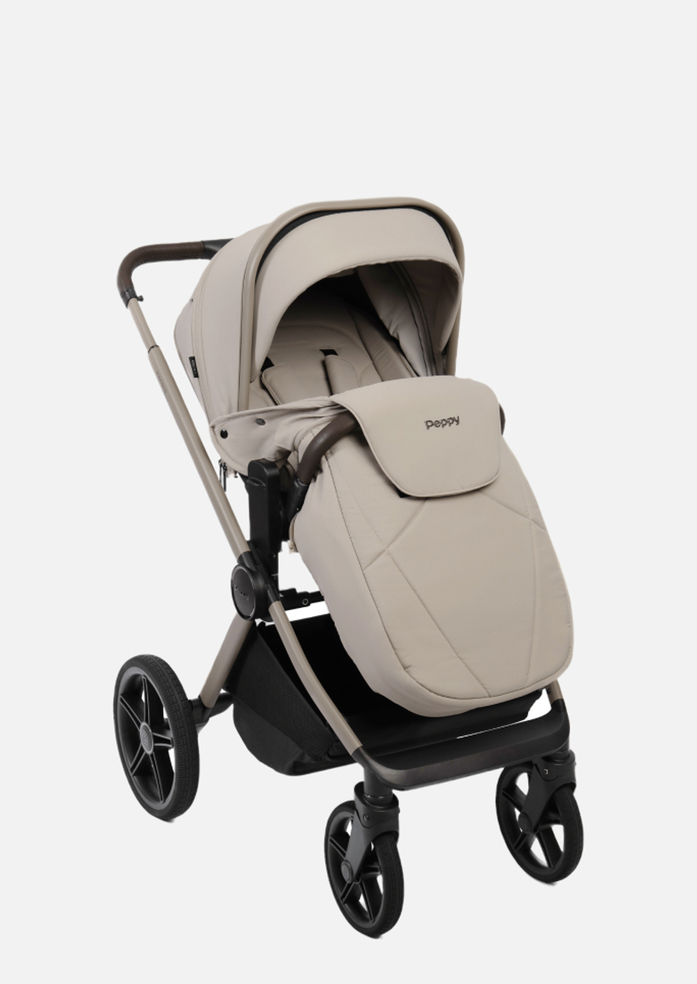 Peppy Коляска детская Monaco thermo 2 в 1 Latte (бежевый), рама серо-коричневая