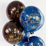 Шар (12"/30 см) С Юбилеем! (короны), Ассорти, пастель, 5 ст 25 шт.