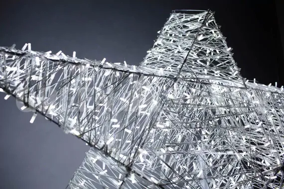 Макушка Гагаринская звезда из стекло-нити 200 см. для елей высотой от 15 до 35 м., белая, Green Trees (gag-sn-200white)