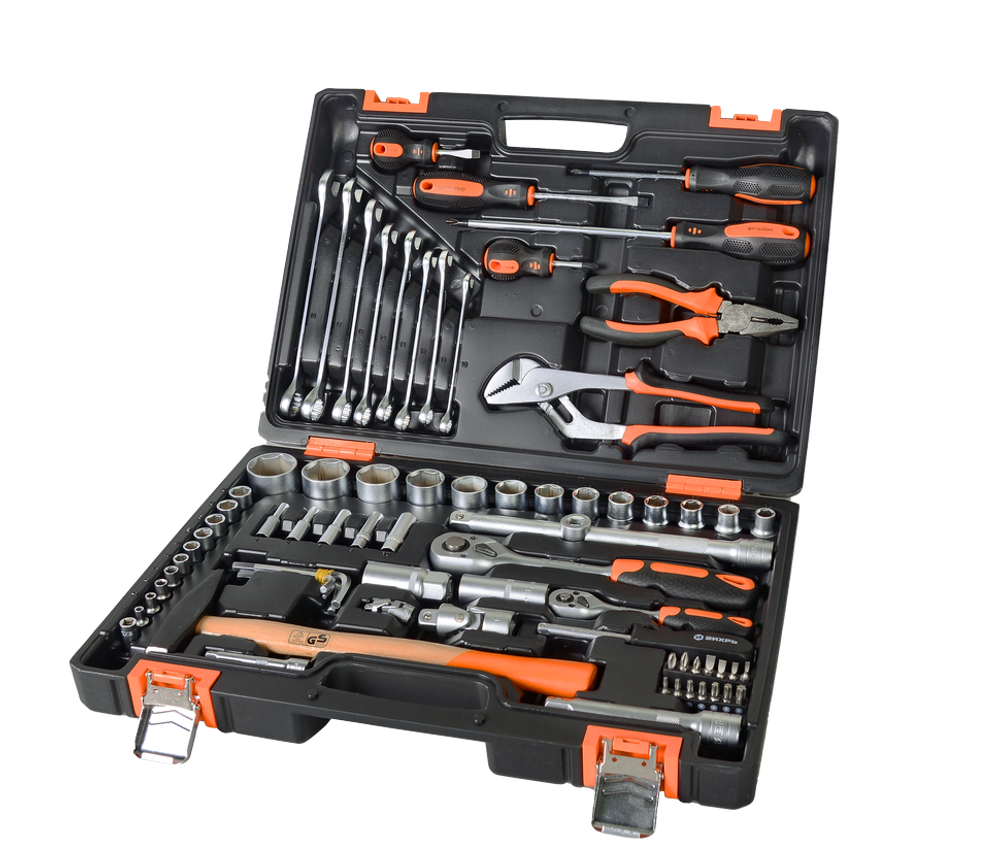 Набор инструментов, 1/2", 1/4", CrV, пластиковый кейс 76 предмета Вихрь