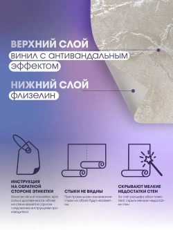 Обои флизелиновые 1,06 RENOWA 1075-11ОАВ Rossi Фактура камня Горная порода Под мрамор C антивандальным эффектом Моющиеся От производителя Метровые 1,06х10м