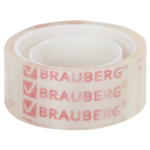 Клейкие ленты 19 мм х 10 м канцелярские BRAUBERG комплект 12 шт. прозрачные (5 штук в упаковке)