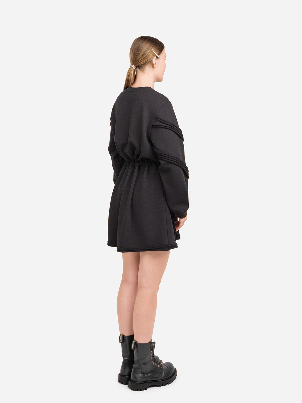 Платье мини из футера "Целина". Черное