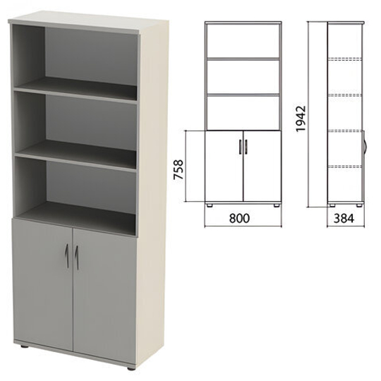 Шкаф полузакрытый "Этюд", 800х384х1942, цвет серый (КОМПЛЕКТ)