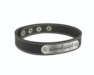 Чокер с белой строчкой Good Girl (Цвет: черный с серебристым)