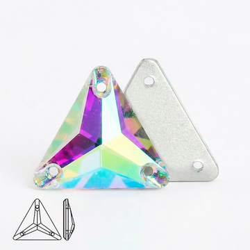 Стразы пришивные из стекла, цвет Crystal AB, форма Triangle