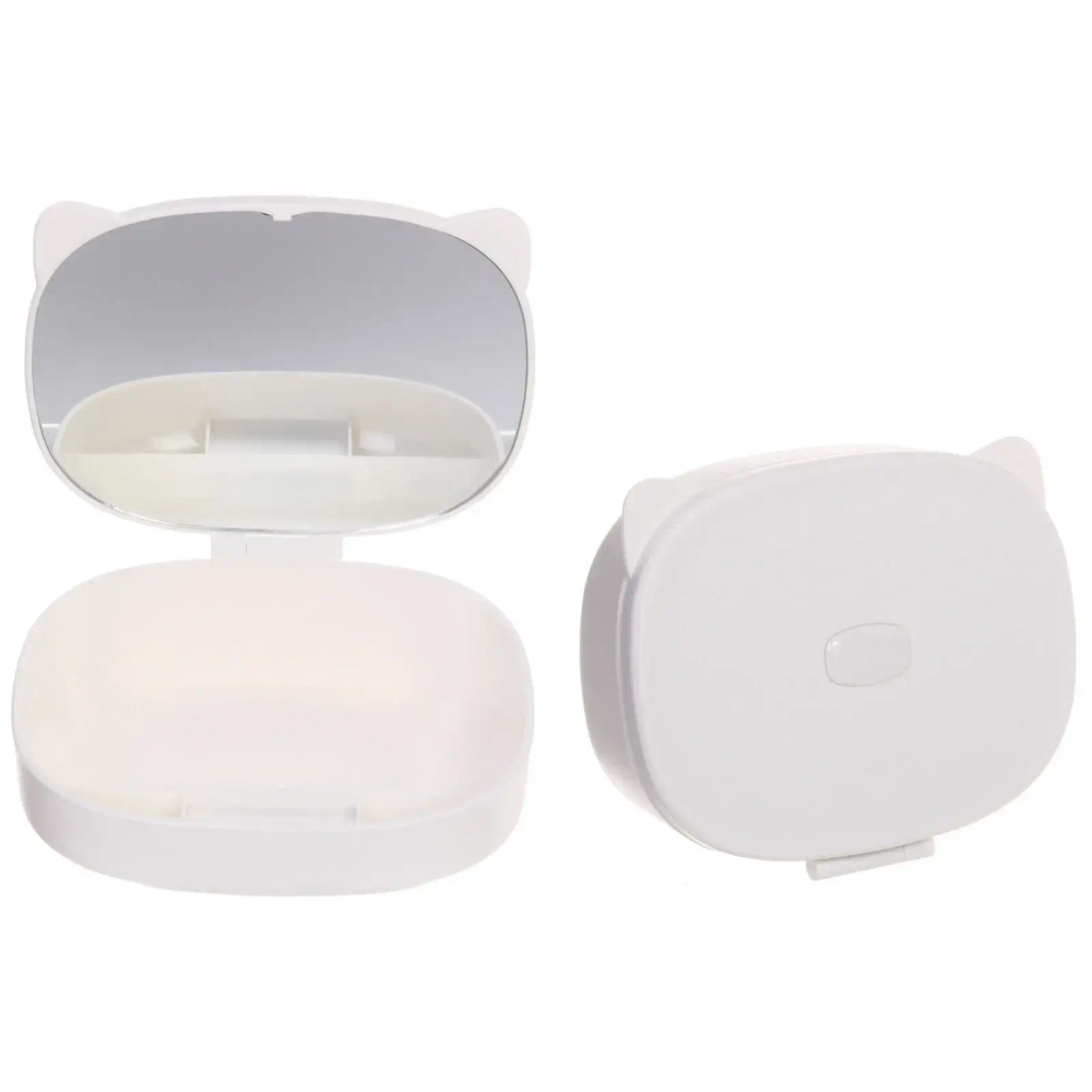 Зеркало настольное с органайзером для косметики «Beauty - Cat», цвет белый, 17*13*6,5см