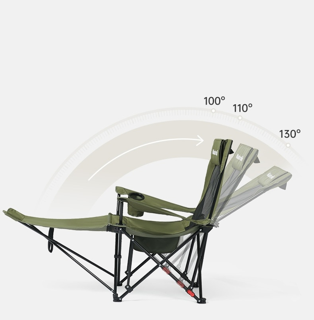 Кресло туристическое Naturehike Nightfall T05, 147х78,5х82 / 89 см, складное, до 150 кг. зеленое