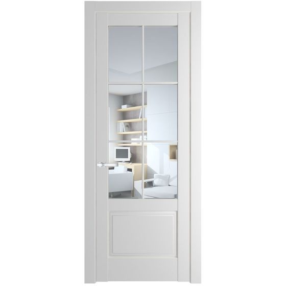 Межкомнатная дверь эмаль Profil Doors 4.2.2 (р.6) PD крем вайт стекло прозрачное
