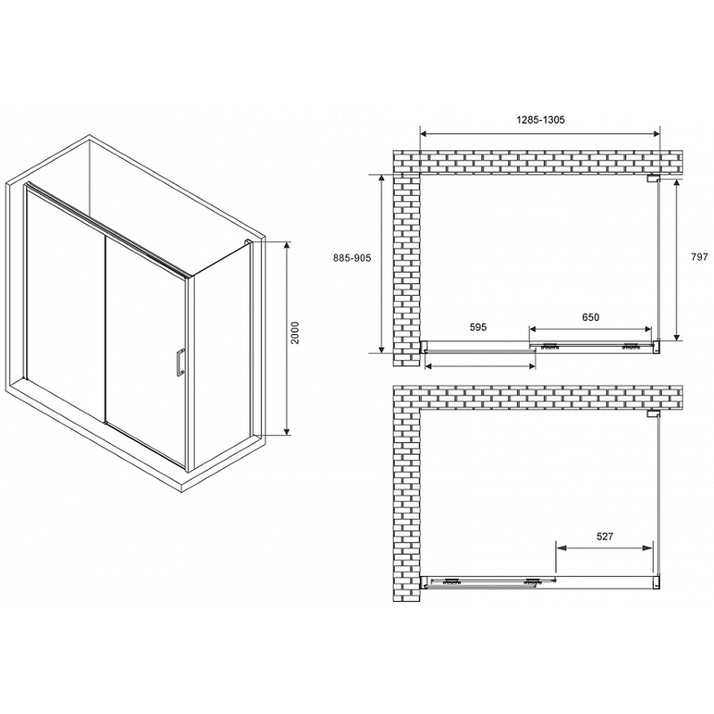 Душевой уголок Abber Komfort 130x90 AG93130B-S92B профиль Черный стекло прозрачное