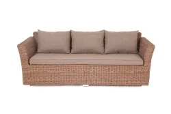 "Капучино" диван из искусственного ротанга трехместный, цвет коричневый