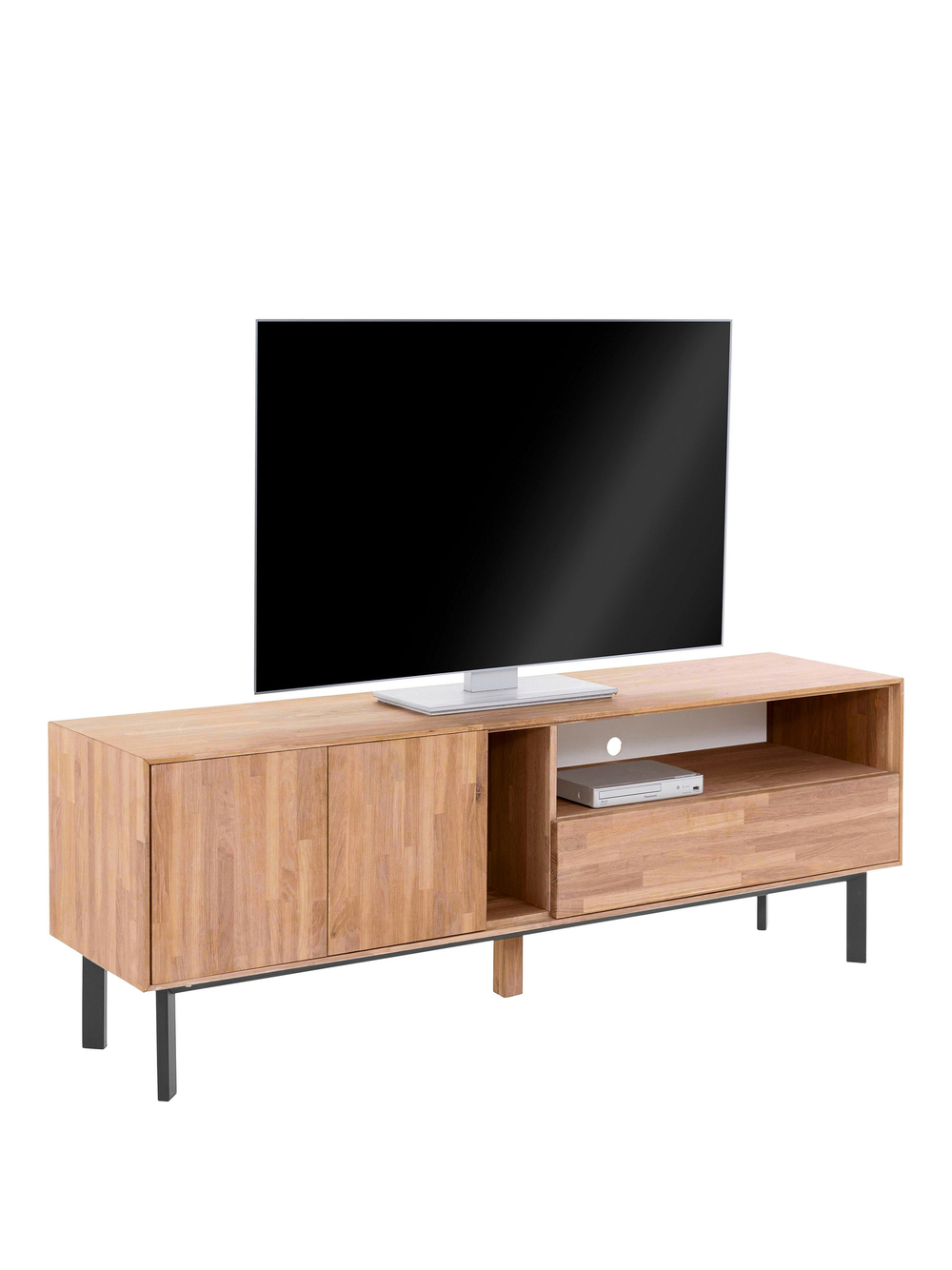 Дизайнерская тумба под телевизор 158 см Виби из массива дуба на металлических ножках, в стиле лофт