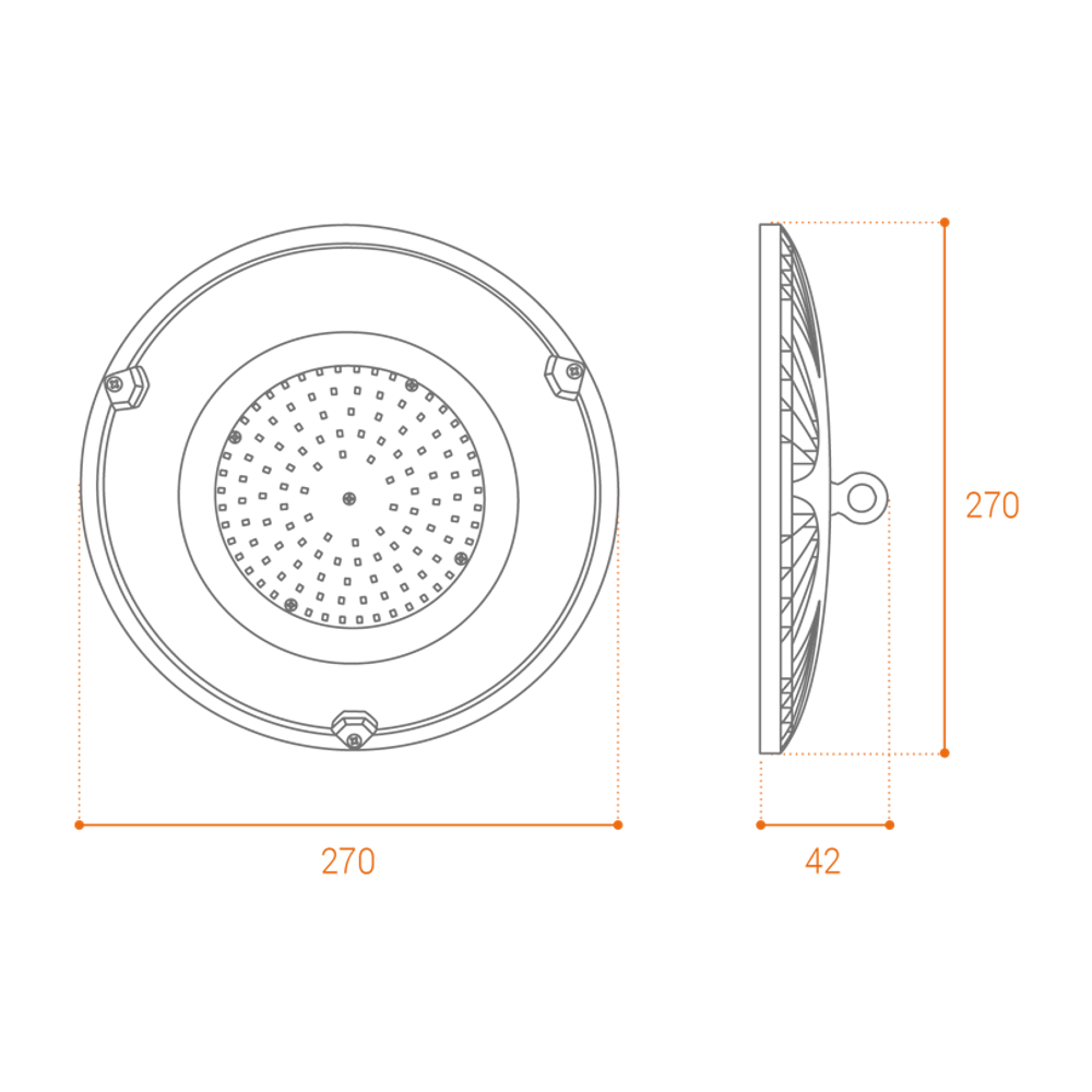 Светильник LED ДСП для высоких пролетов 100Вт 10000лм 5700K IP65 261x93/53мм WOLTA UFO-100W/01