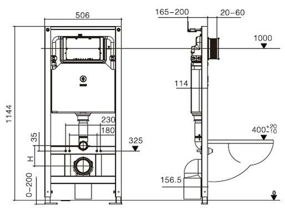 Инсталляция WeltWasser WW Amberg 506 10000005662 для унитаза без клавиши смыва