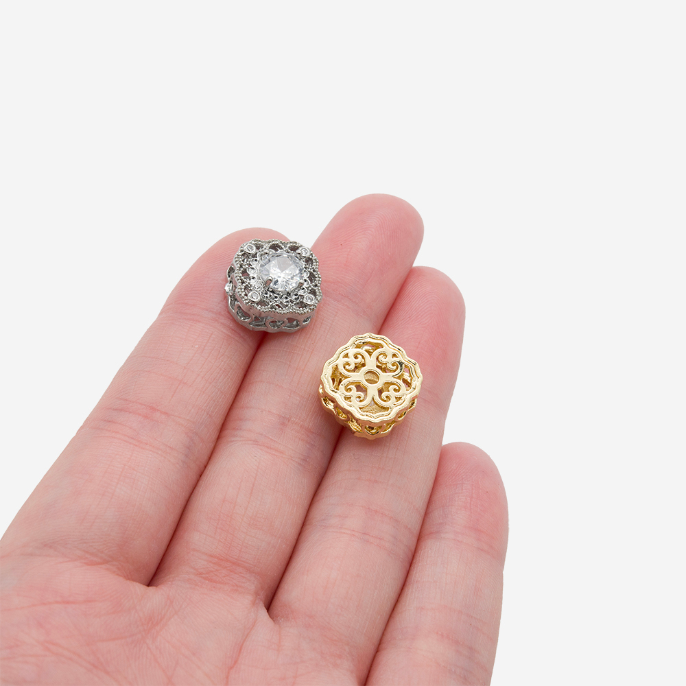 Подвеска "Majesty", прозрачное ювелирное стекло, фианиты, 12мм, позолота