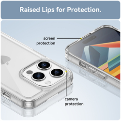 Усиленный чехол с защитными рамками для iPhone 15 Pro, увеличенные защитные свойства, прозрачные рамки