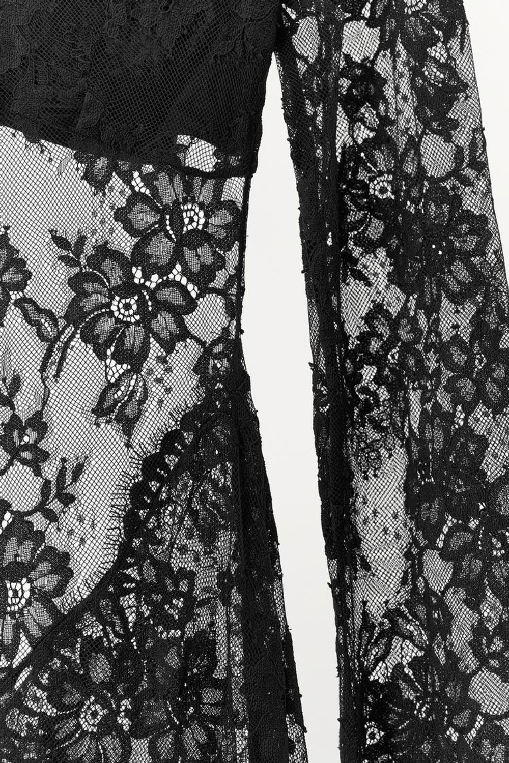 ZARA ДЛИННОЕ КРУЖЕВНОЕ ПЛАТЬЕ С ВЫРЕЗОМ НА СПИНЕ, ЧЕРНЫЙ