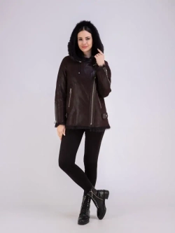 Дубленка женская натуральная с капюшоном тоскана зима Турция