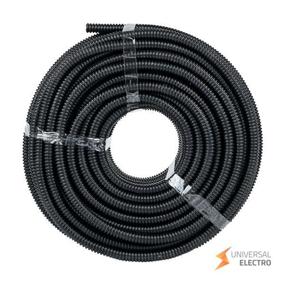 Труба гофр, ПНД тяжелая с протяжкой d16 мм (100 м) черная EKF-Plast