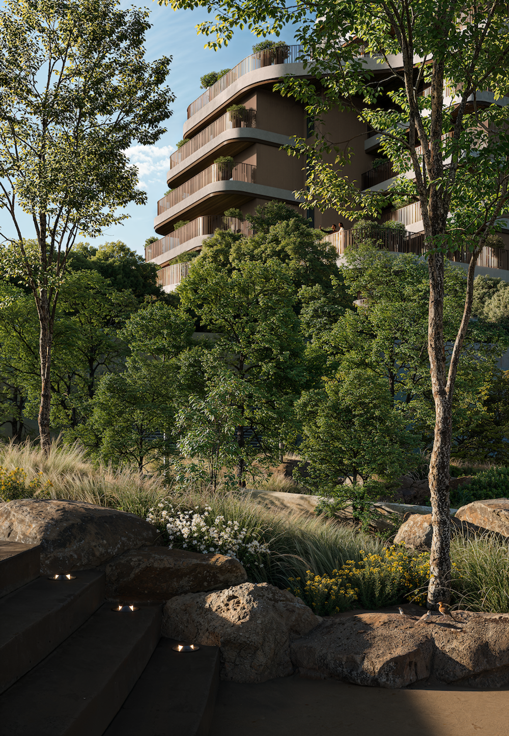 The Wilds Residences, Дубай - это уникальный проект, где современная жизнь переплетается с нетронутой природой. Комплекс расположен среди зелени, журчащих ручьев и живописных парков, природа интегрирована во все пространство жилого комплекса.