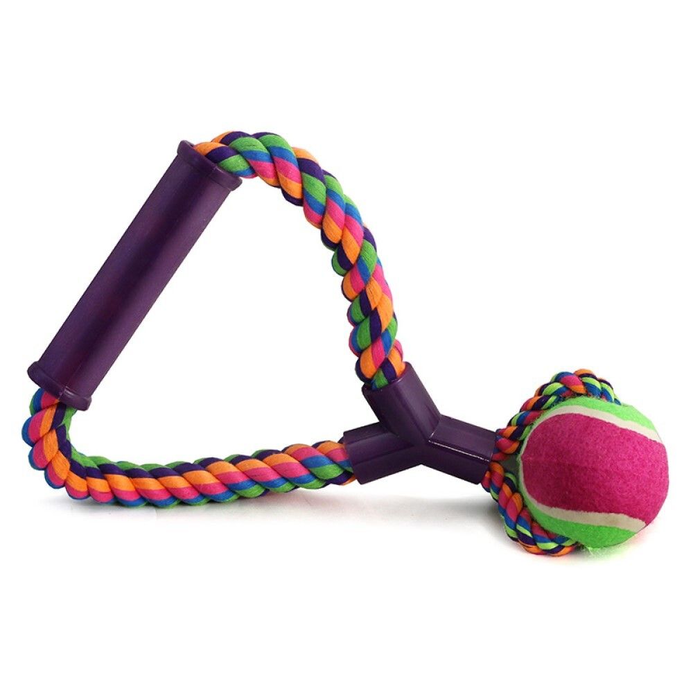 Игрушка &quot;Веревка с ручкой, мяч&quot; 26 см (хлопок/резина/пластик) - для собак (Triol)