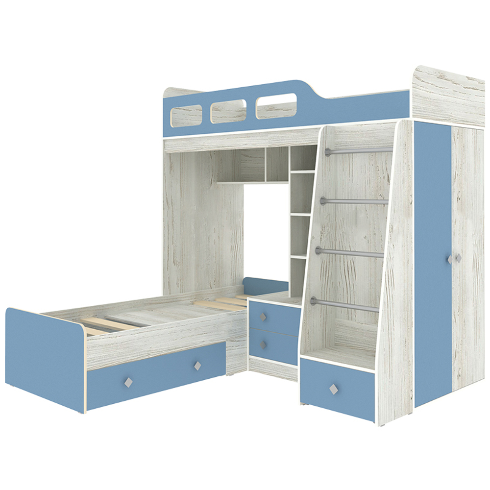 Двухъярусная кровать КарИВи Астра 4 Винтерберг Светло-синий, голубой